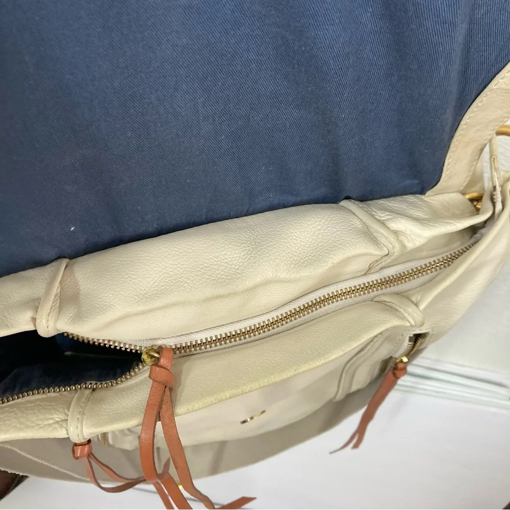 Christopher Kon large hobo Bag Boho Ivory Genuine pebbled leather Crossbody